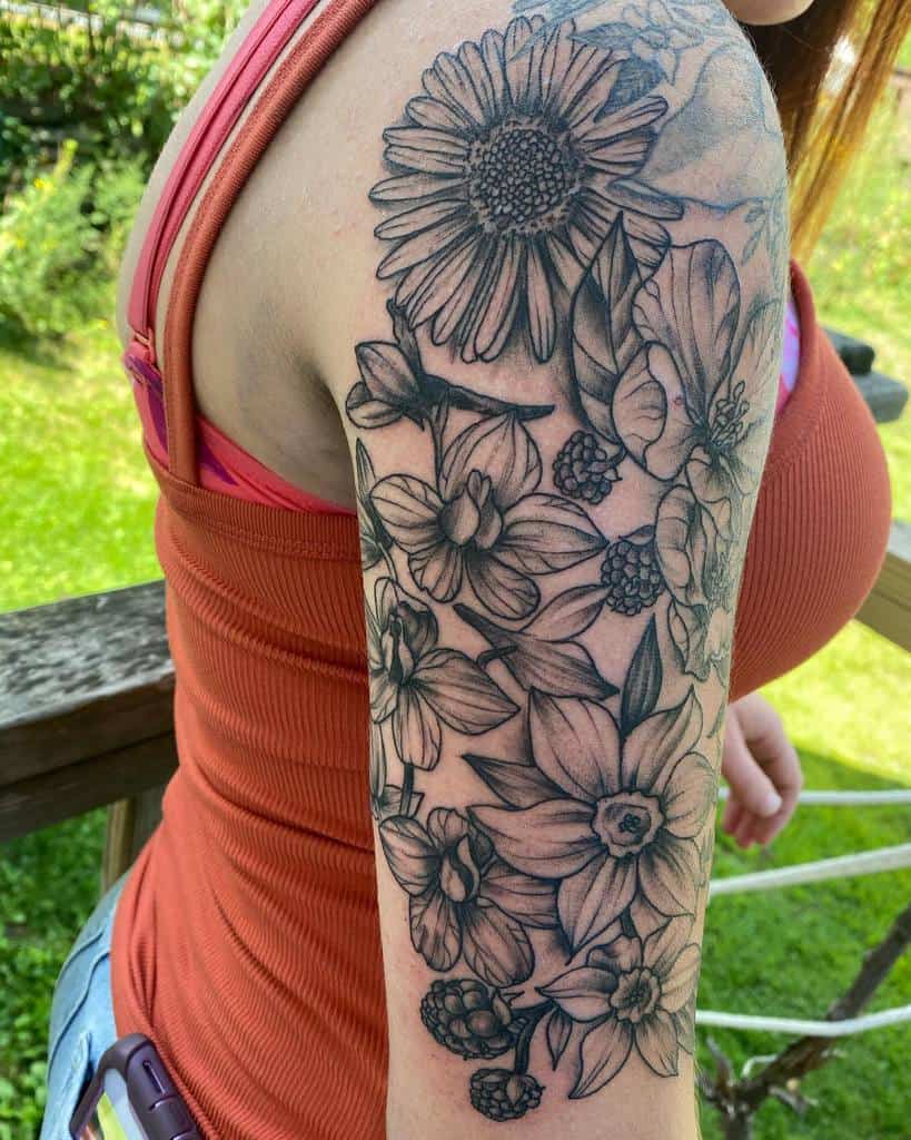 arm wildflower tattoos artistkatlinparenteau