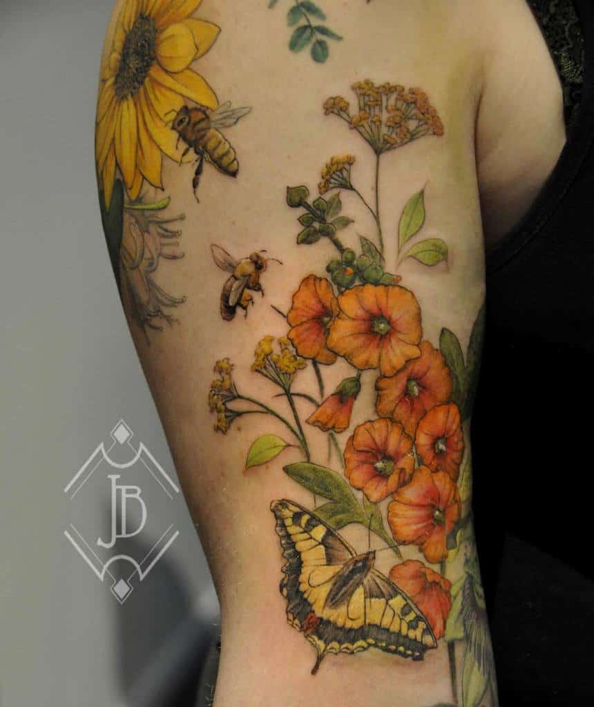 arm wildflower tattoos jsphne_whiterosetattoo