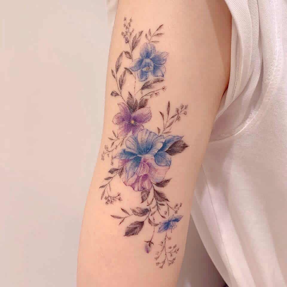 arm wildflower tattoos mijeongtattoo