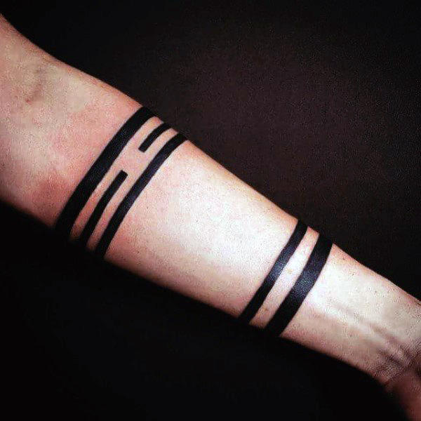 Armband Minimalist Black Ink Male Tattoo Ideas