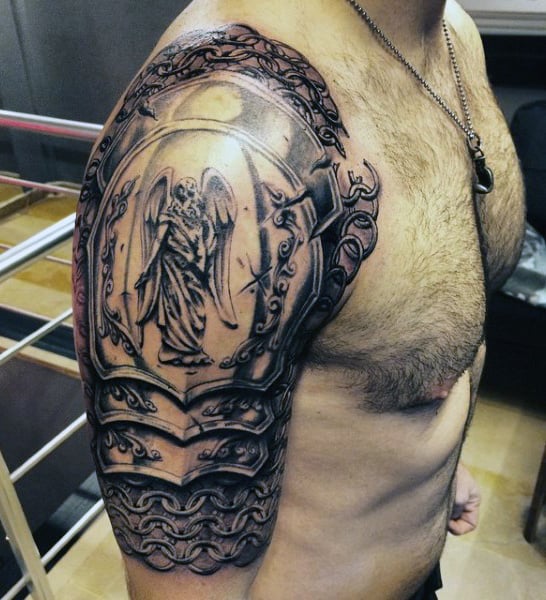 Halfsleeve dragon tattoo  Armour tattoo Shoulder armor tattoo Dragon  tattoo