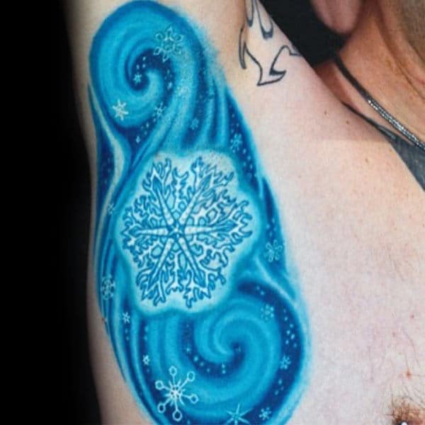 Armpit Guys Blue Ink Snowflake Tattoos