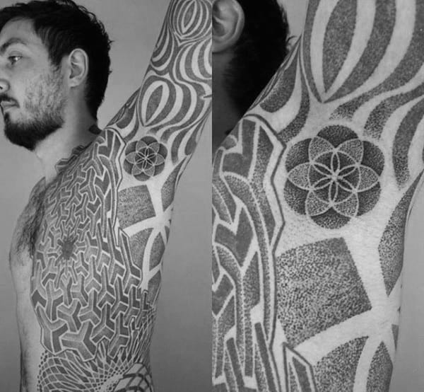 Armpit Mens Flower Of Life Tattoos