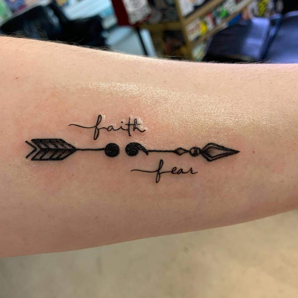 Arrow Forearm Delicate Semicolon Tattoo