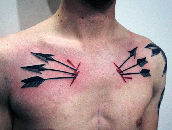 Arrows Mens Cool Upper Chest Tattoo Inspiration