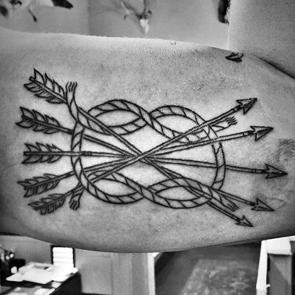 Arrows With Knots Male Bicep Tattoo