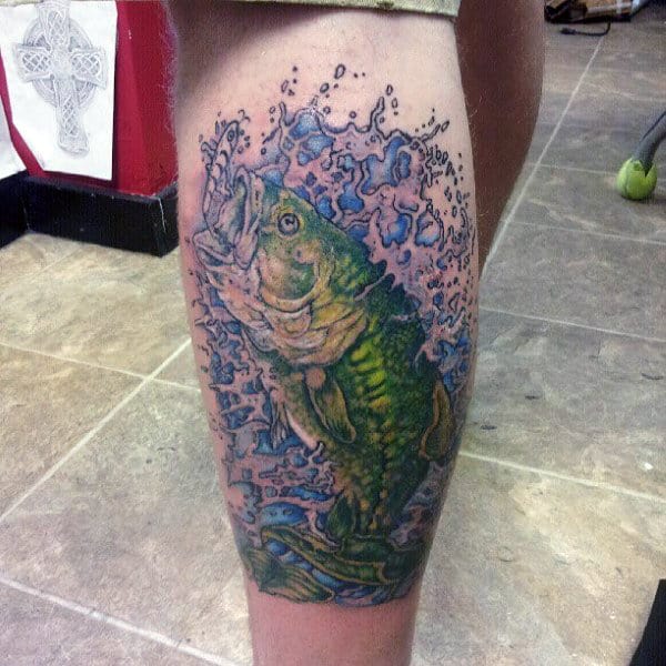 Artistic Bass Swimming Tattoo Inspiration For Males