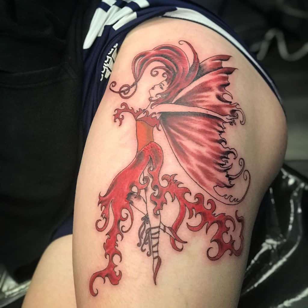 Artistic Colored Fairy Tattoo