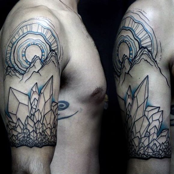 Artistic Guys Crystal Arm Tattoo Designs