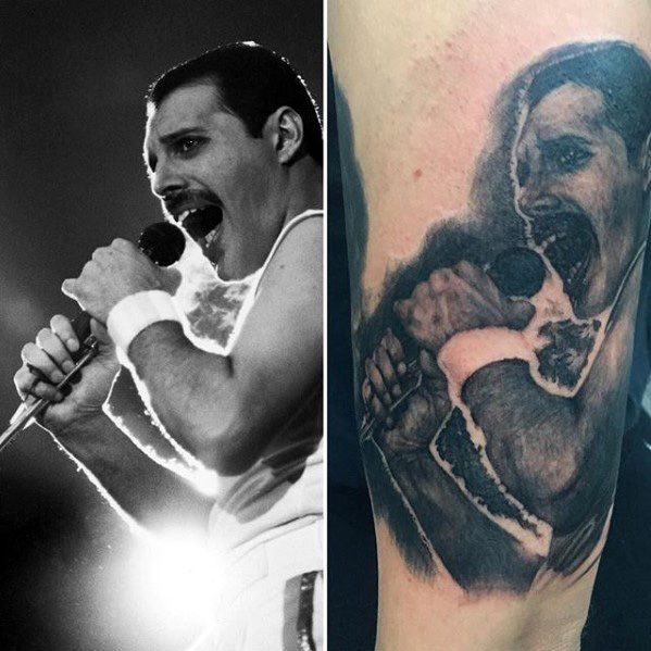 Artistic Male 3d Forearm Freddie Mercury From Queen Tattoo Ideas