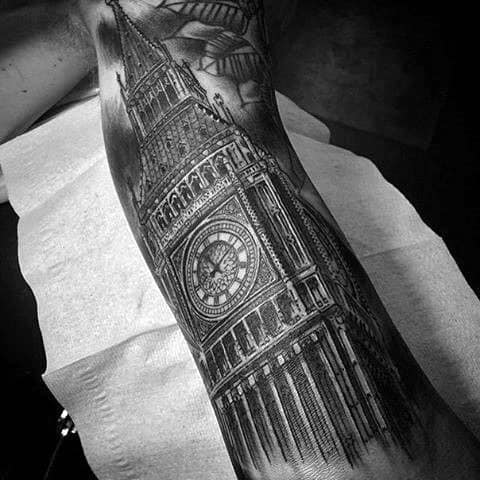 Artistic Male Big Ben Tattoo Ideas