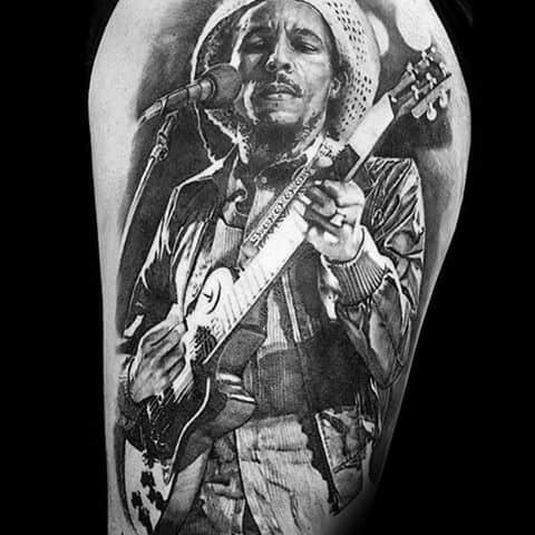 Artistic Male Bob Marley Tattoo Ideas On Arm