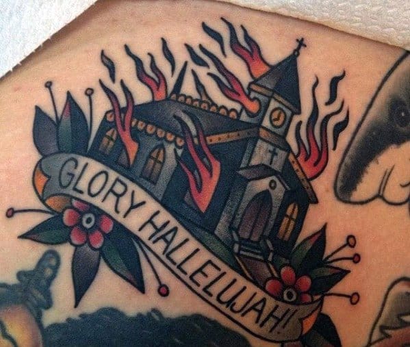 20 Controversial Burning Church Tattoos  Tattoodo