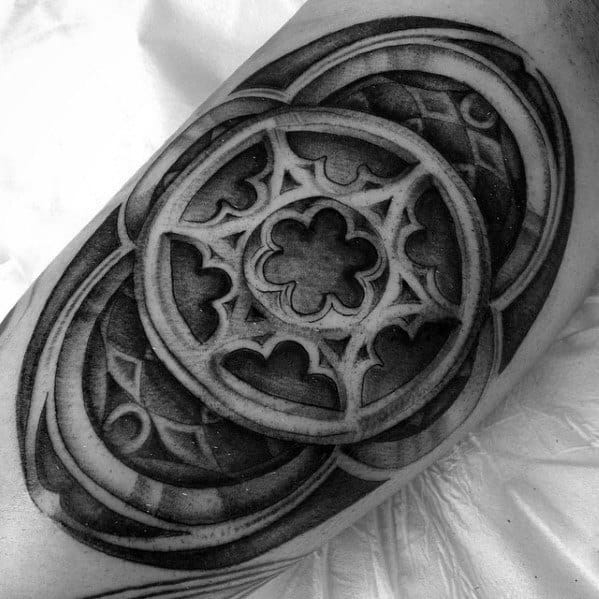 Tattoo uploaded by Ross Howerton  A realistic eye meshed into a cathedrals  rose window via Mumia IGmumia916 architectural blackandgrey cathedral  eyeball Mumia realism surrealism  Tattoodo