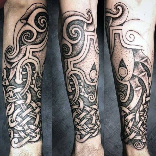 Artistic Male Celtic Wolf Tattoo Ideas