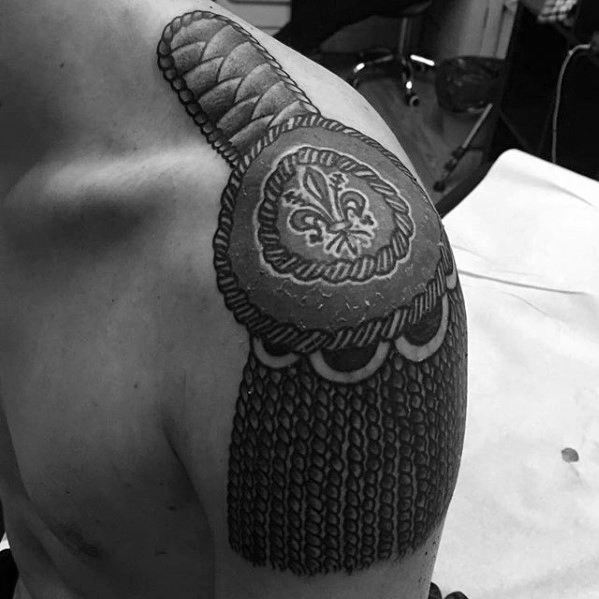 Artistic Male Epaulette Tattoo Ideas