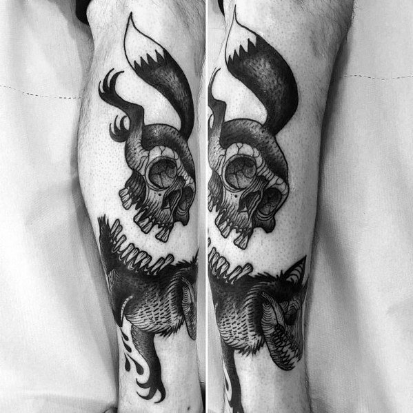 Artistic Male Fox Skull Tattoo Ideas