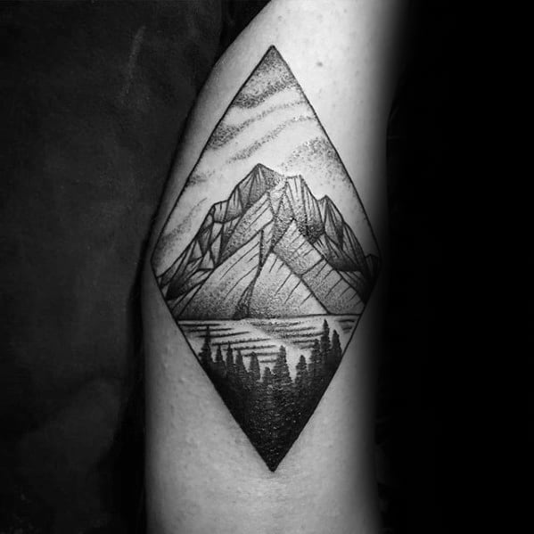 Artistic Male Geometric Mountain Tattoo Ideas