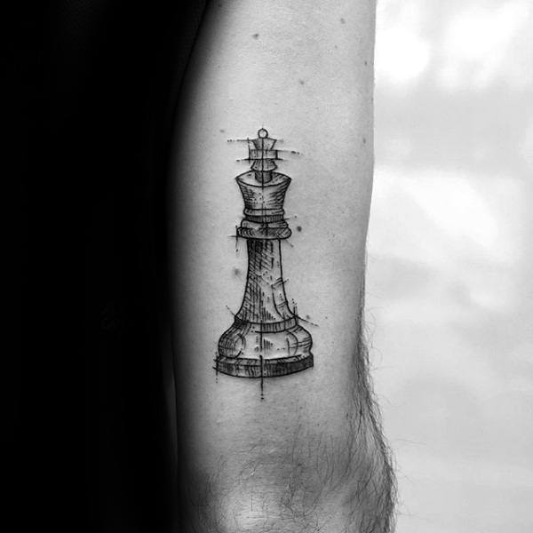 Artistic Male King Chess Piece Tricep Tattoo