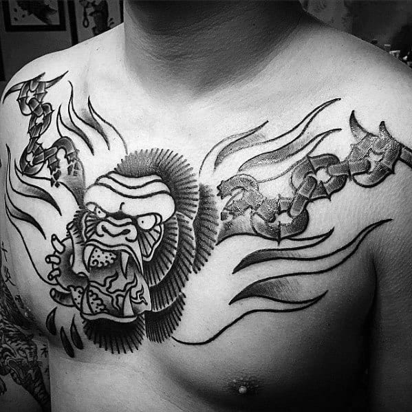 Artistic Male King Kong Tattoo Ideas On Chest