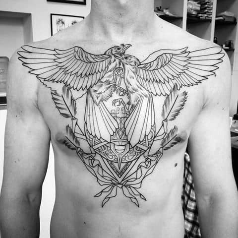 Artistic Male Odins Ravens Tattoo Ideas