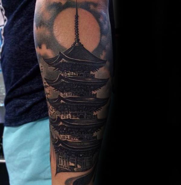 Chinese Pagoda Tattoo By Steve Toth Tatuajes Chinos Tattoo Orientales ...