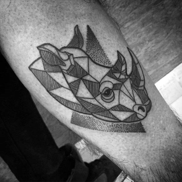 Artistic Male Rhino Geometric Animal Tattoo Ideas