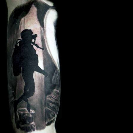 Artistic Male Scuba Diving Tattoo Ideas