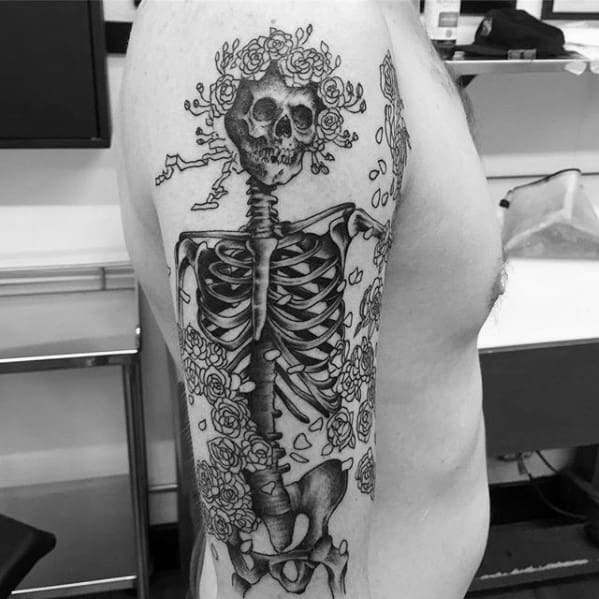 Artistic Male Skeleton Grateful Dead Tattoo Ideas On Arm
