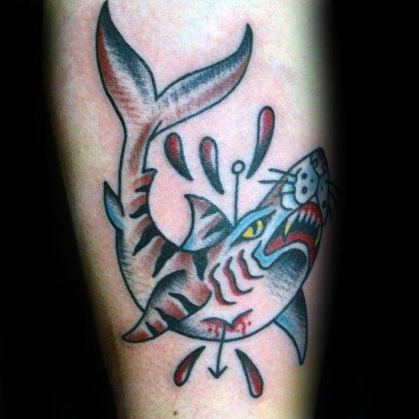 Artistic Male Tiger Shark Tattoo Ideas