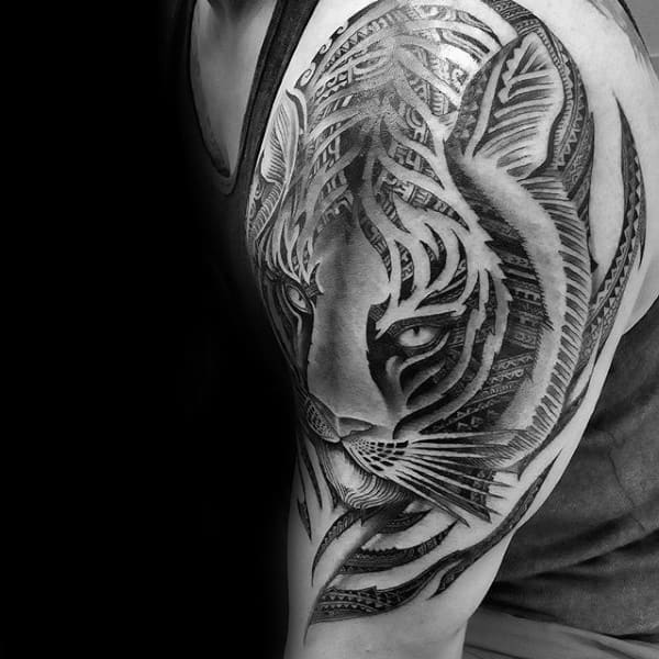 40 Tribal Tiger Tattoo Designs For Men - Big Cat Ink Ideas