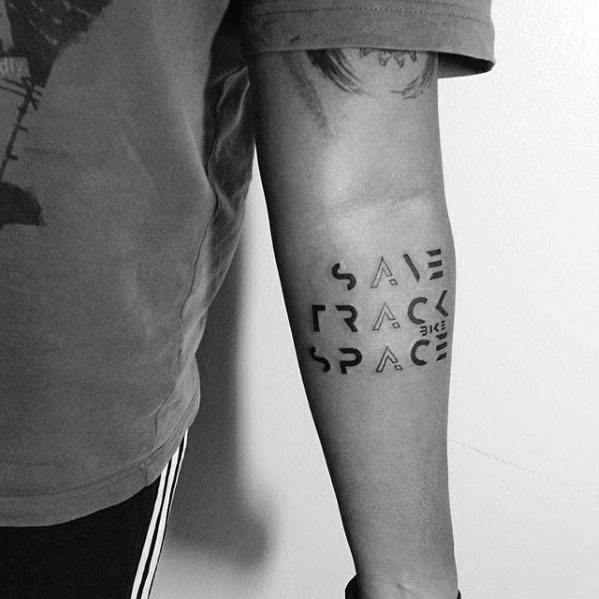 Artistic Male Typography Tattoo Ideas Inner Forearm