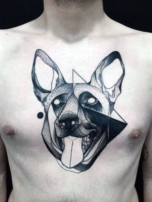 Artistic Mens German Shepherd Chest Tattoos