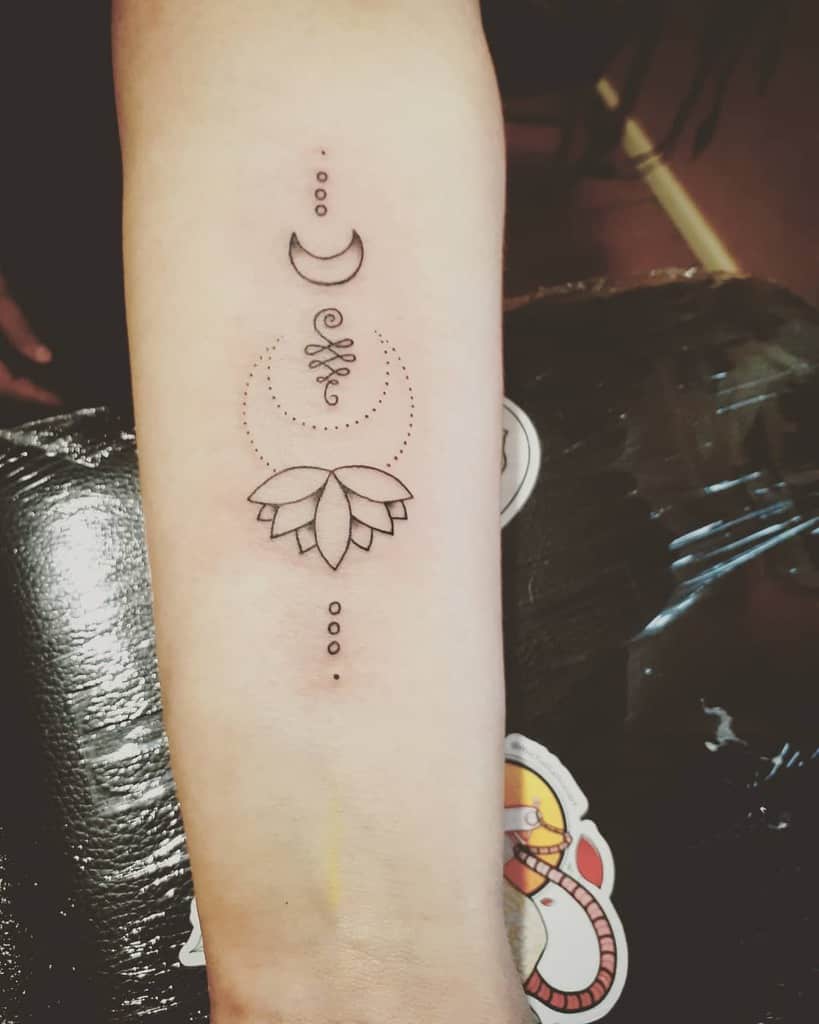 Artistic Moon Unalome Tattoo