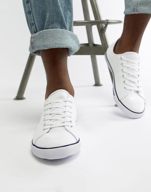 asos design lace up plimsolls in white