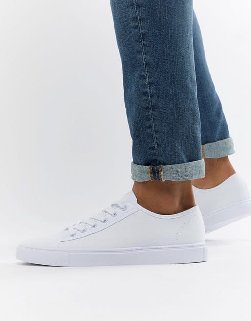 asos design trainers in white canvas