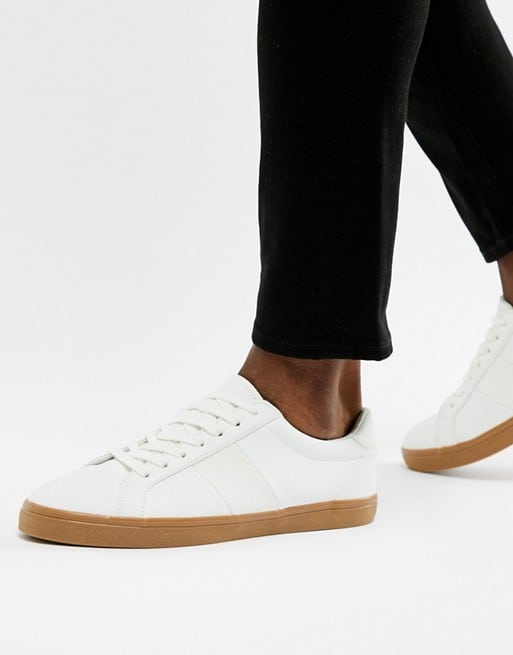 asos design trainers in white with gum sole