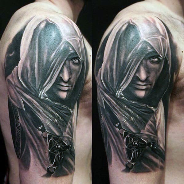 Assassins Creed Half Sleeve Tattoo Ideas For Males