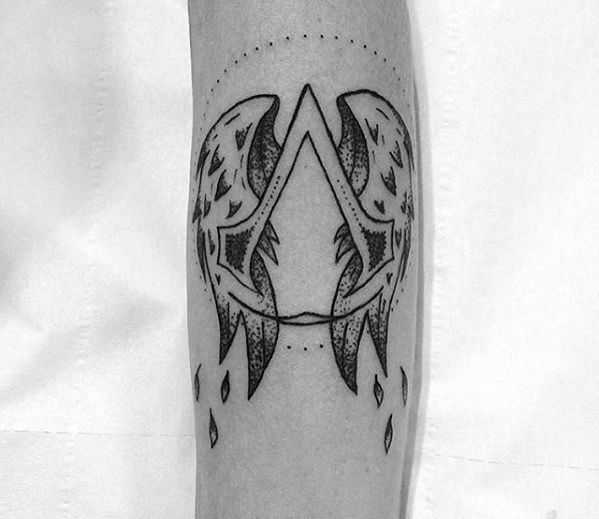 Assassins Creed Logo With Wings Guys Forearm Tattoos