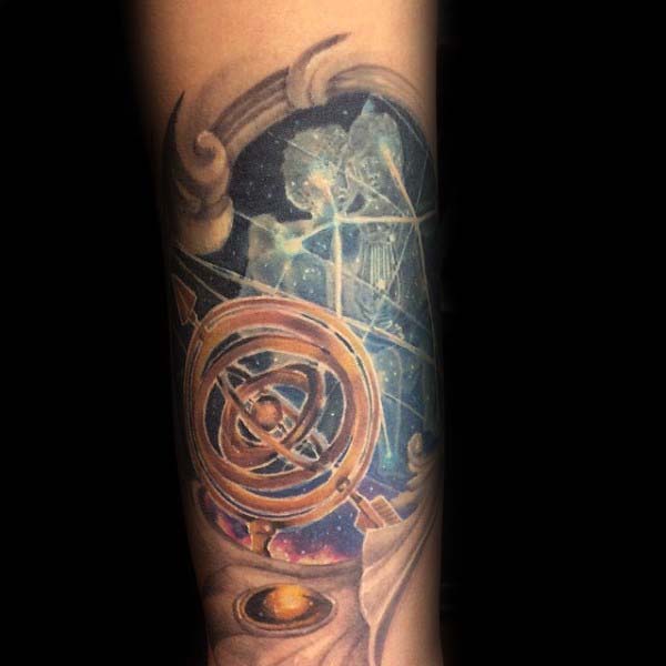 Astrological Guys Constellation Gemini Forearm Tattoo Design Ideas