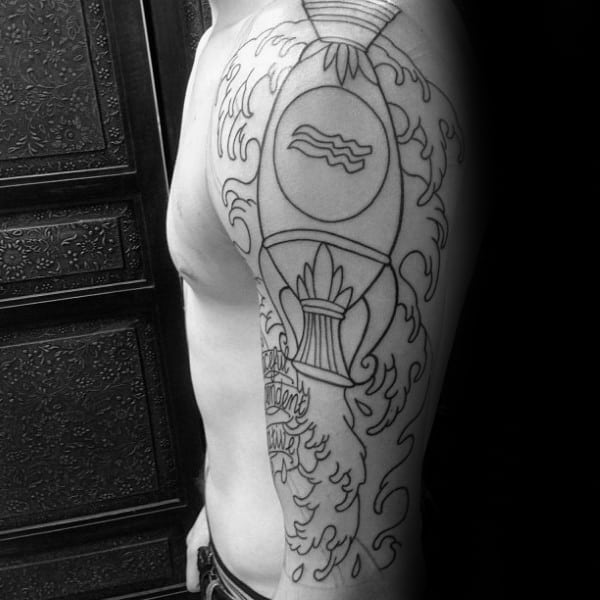 Astrological Sign Aquarius Mens Sleeve Tattoos