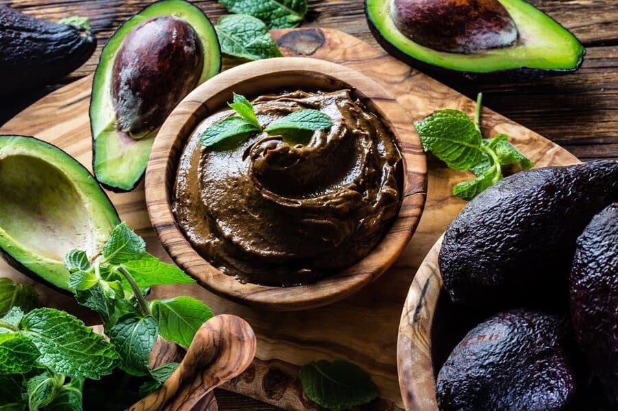 avocado with chocolate mousse