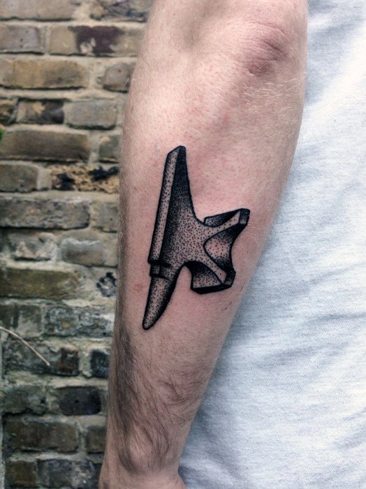 Awesome Anvil Tattoos For Men On Outer Forearm