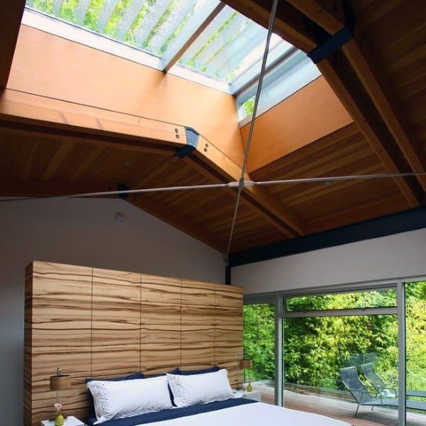 Awesome Bedroom Vaulted Wood Glass Ceiling