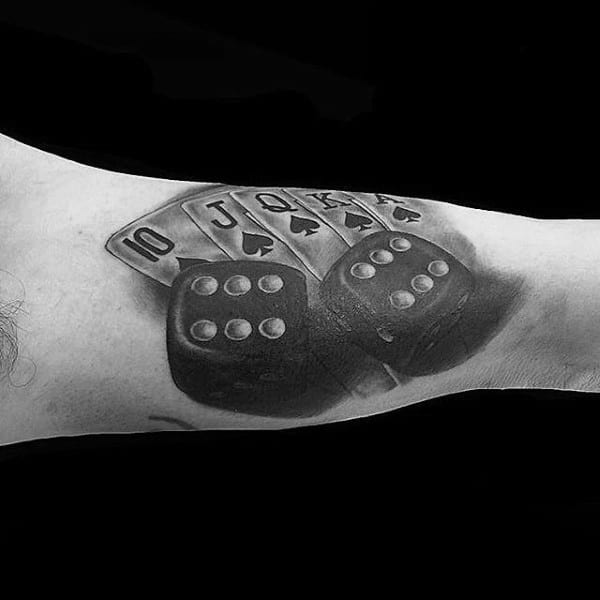 Awesome Bicep Playing Card Dice 3d Mens Tattoo Ideas