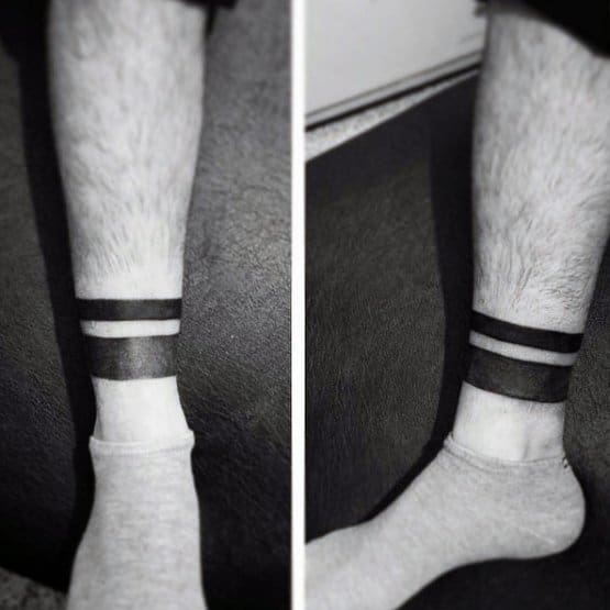 Awesome Blackwork Ankle Band Tattoos For Men
