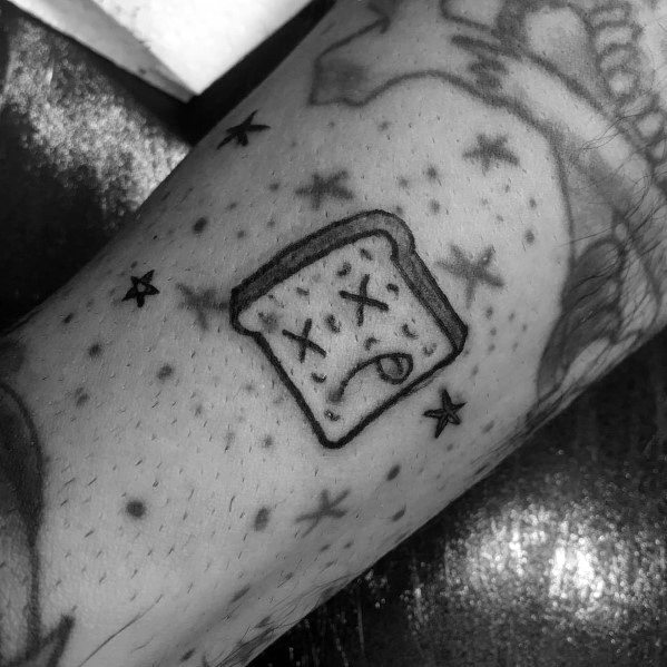 Awesome Bread Slice Small Tattoos For Men