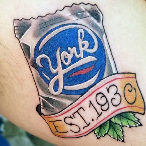 Awesome Candy York Peppermint Patty Tattoos For Men