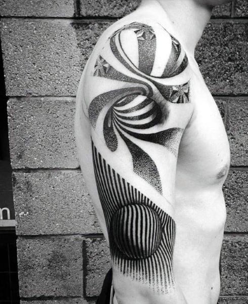Awesome Coolest Mens 3d Optical Illusion Half Sleeve Tattoo