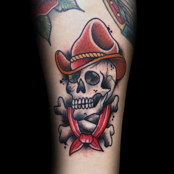 Awesome Cowboy Hat Tattoos For Men